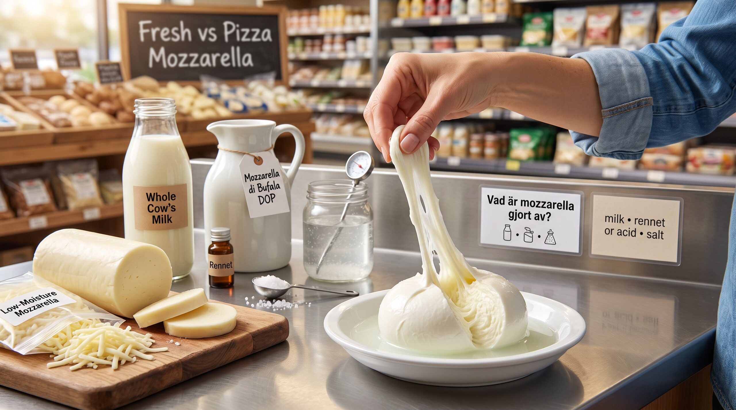 vad &auml;r mozzarella gjort av
