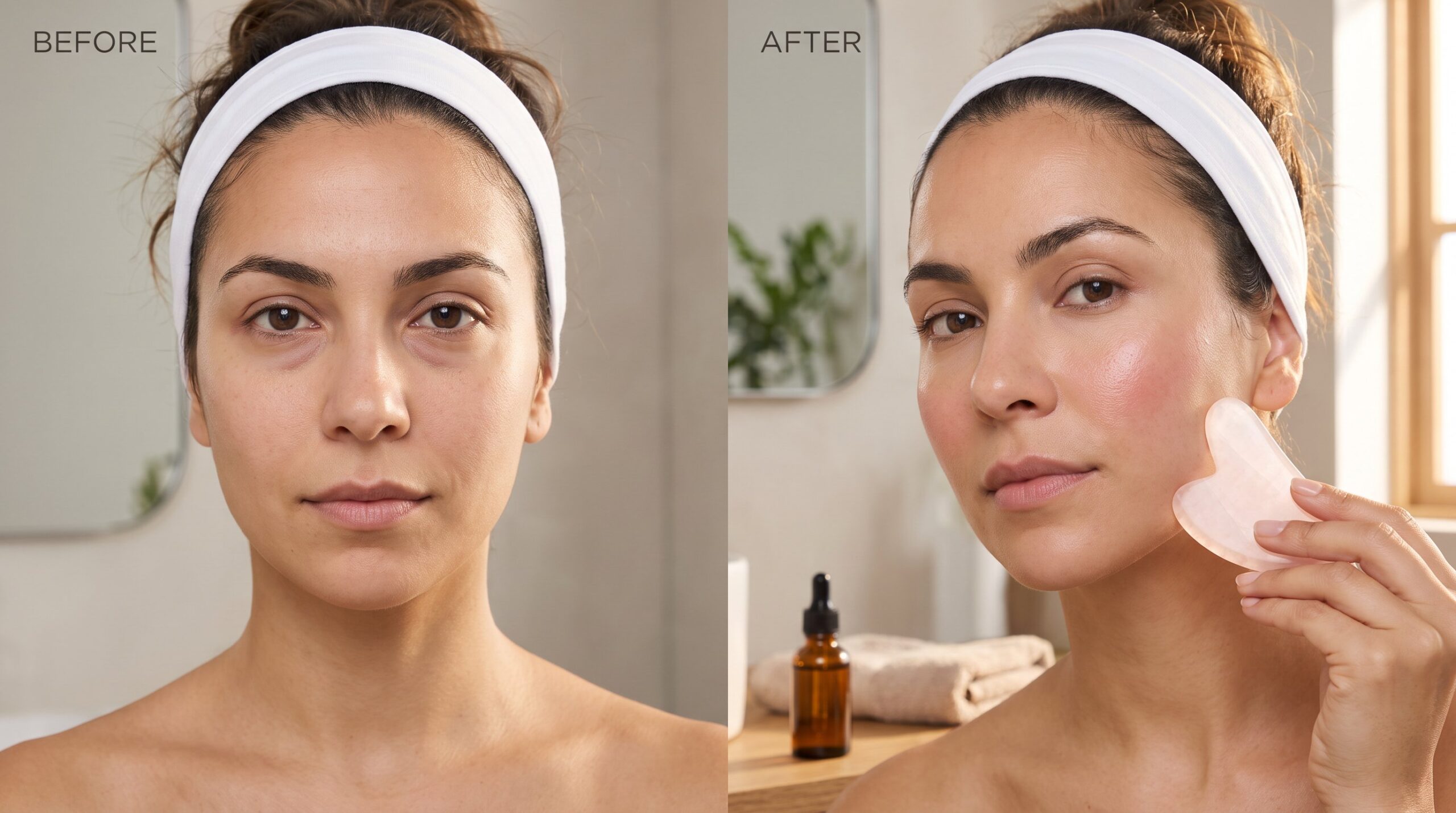 gua sha ansikte f&ouml;re efter
